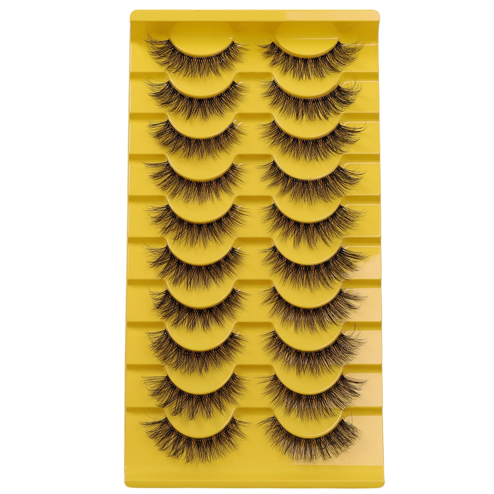 ヨーロッパとアメリカンスタイルのつけまつげ,ステージパフォーマンス用,1ピース,厚手,3次元カール,10ペア