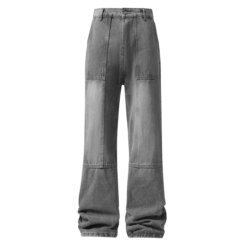 

Fashion High Street Straight Jeans Men Loose Vintage Causal Denim Pants Four Seasons Loose Streetwear Hip Hop Jean Trousers Man