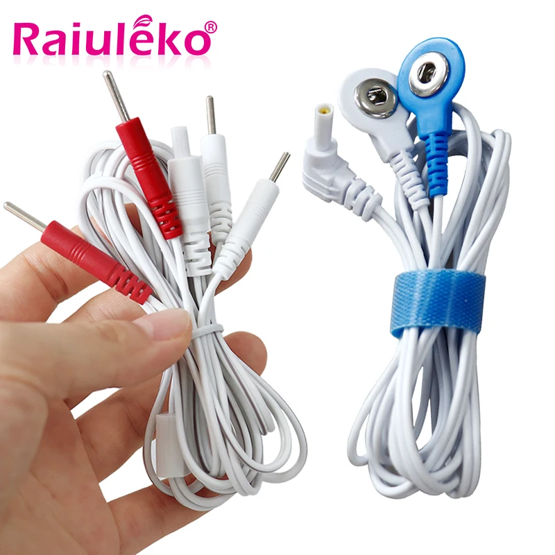 Tens Electrode Pads Cable 2 Way Machine Massager Plug 2/3.5mm Snap Lead Wires Use for TENS Units Muscle Stimulator Accessories