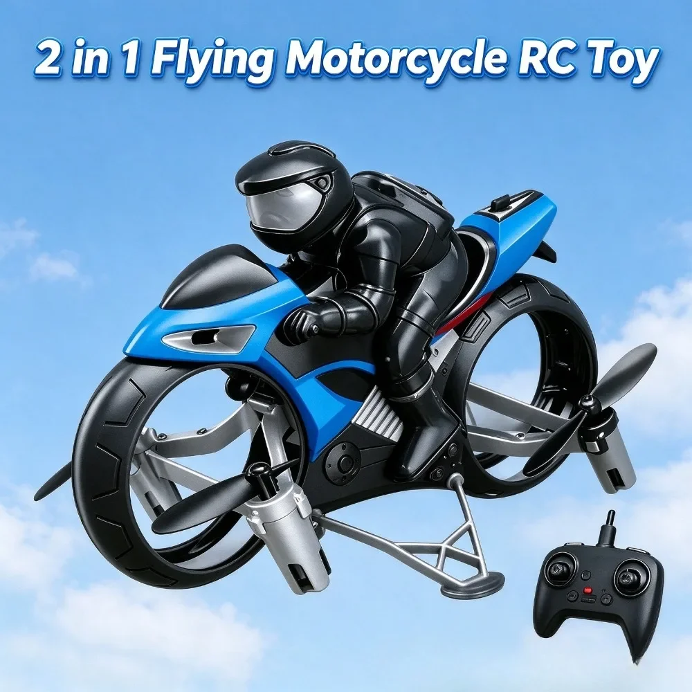 2.4G RC Flying Motorcycle Drone Stunt Roll Quadcopter Model Remote Control Aircraft Toy 360 Flip Kids Boys Birthday Gift
