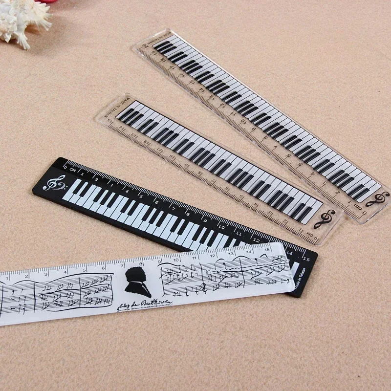 Office Stationery Music Straight Rulers Creative Cat Musical Note Piano Transparent Ruler Bookmarks Measuring Scale Supply