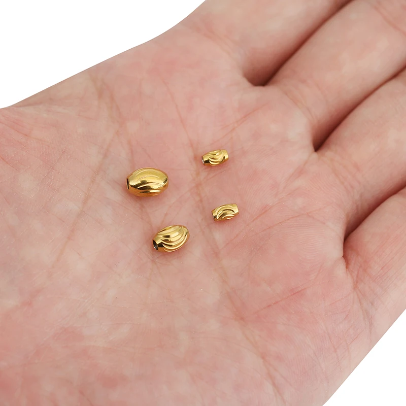 10 قطعة 5 7 8 مللي متر البيضاوي ثقب كبير خرز من الفولاذ المقاوم للصدأ لا تتلاشى أبدًا PVD خزر عازل قلادة سوار لصنع المجوهرات النتائج