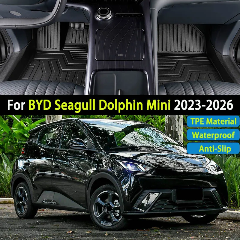 3 STKS TPE Materiaal Auto Vloermat Voor BYD Seagull Dolphin Mini 2023 2024 2025 2026-IN Luxe Waterdichte Modder Tapijt Voet Volledige Pad