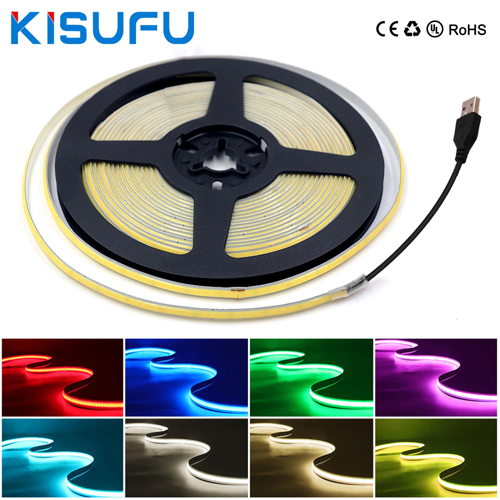 

DC5V USB COB LED Strip 5mm 320LED/M Adhesive Tape Flexible Ribbon Rope Night Lamp TV Backlight LED Strip For Home Liner Lighting