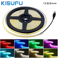 DC5V USB COB LED Strip 5mm 320LED/M Adhesive Tape Flexible Ribbon Rope Night Lamp TV Backlight LED Strip For Home Liner Lighting