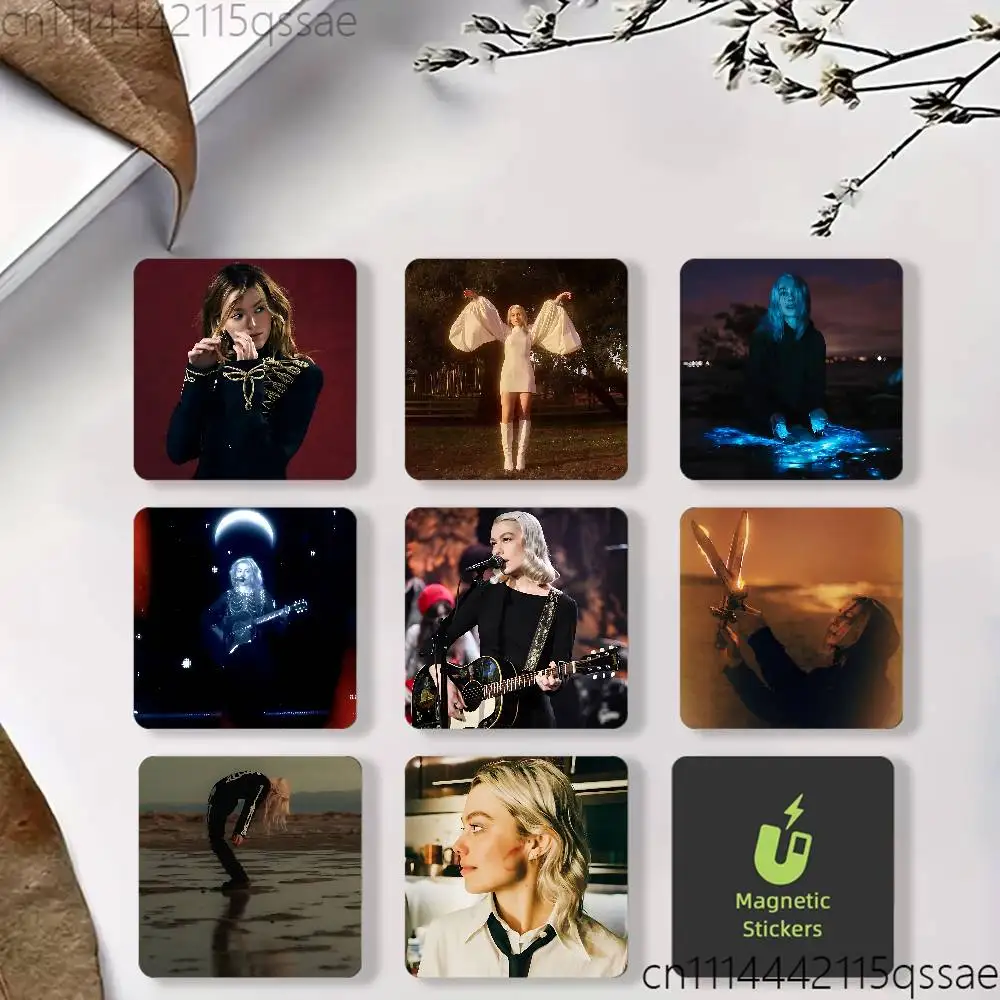 Lost P-Phoebe Bridgers Weekend Black Square Plastic Fridge Magnet, for Magnetic Sticker No Trace Left, Durable, Smooth Textured