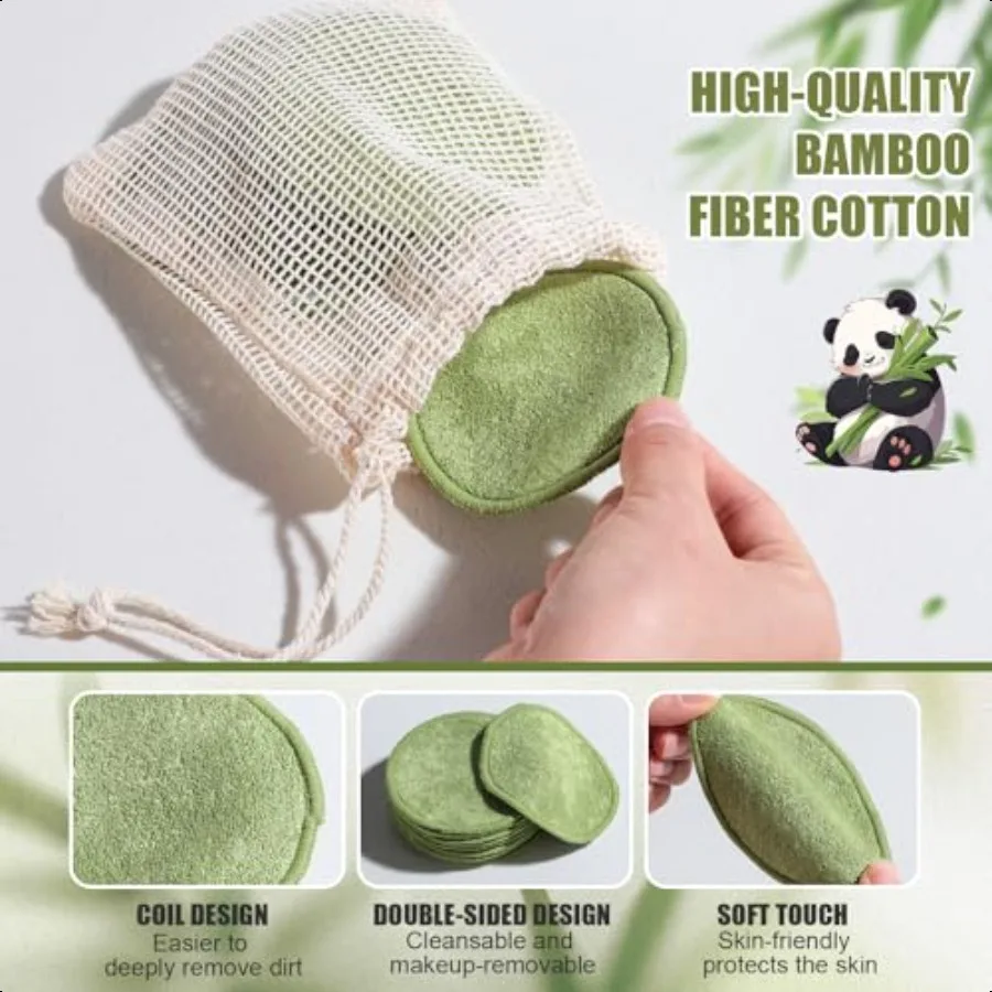 優しい再利用可能なコットンラウンド、顔と目のメイク落としパッド20枚入り、フェイスマスクブラシ、ファンデーションブラシ、多機能トラベル用