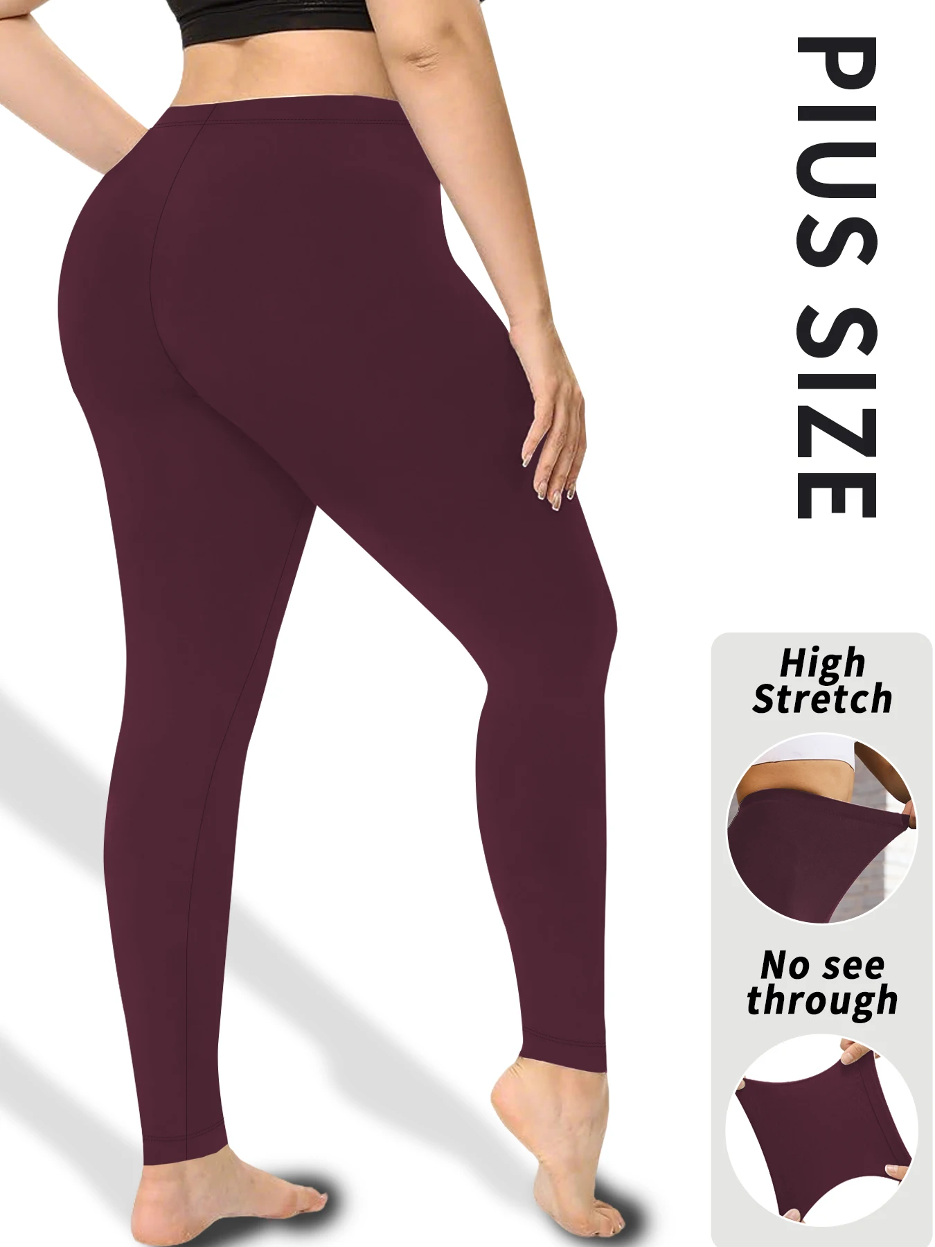 

Plus size Super Soft Leggings for Women - High Elasticity Tights for Yoga Running Workout Casual Wear