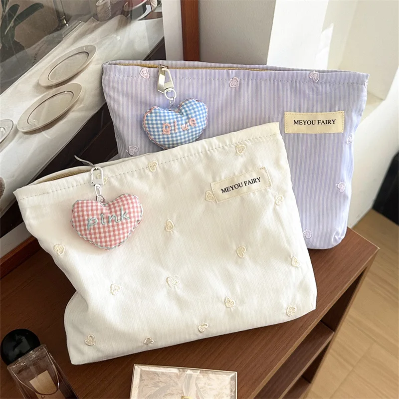 New Sweet Girlish Heart-shaped Makeup Bag Cute Large Capacity Storage Bag  Mini Sacs Neceser Viaje  Mini Neceser Cosmeticbag