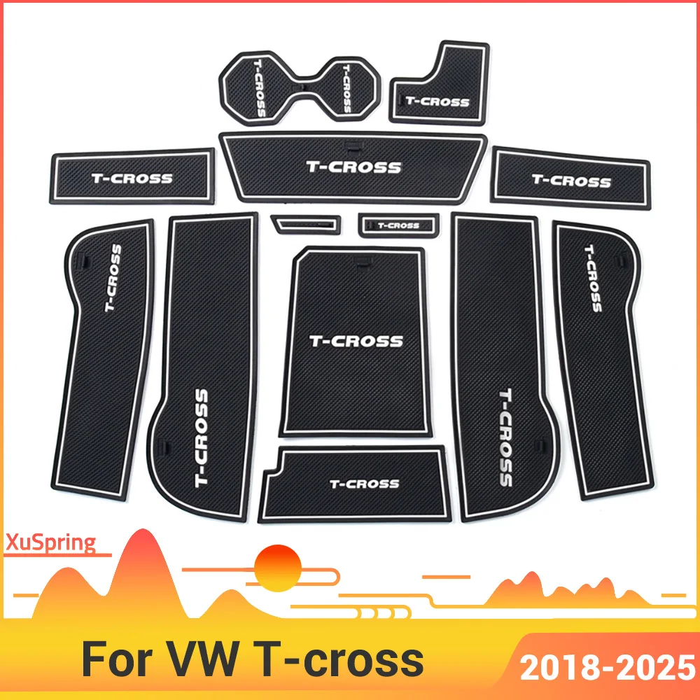 Коврик для дверных канавок, противоскользящий коврик для чашки, интерьерный декоративный аксессуар, подушка для прорезей для ворот для VW T-cross Tcross 2019-2025