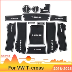 Door Groove Mat Anti-slip Cup Pad Interior Decorative Accessory Gate Slot Cushion For VW T-cross Tcross 2019-2025