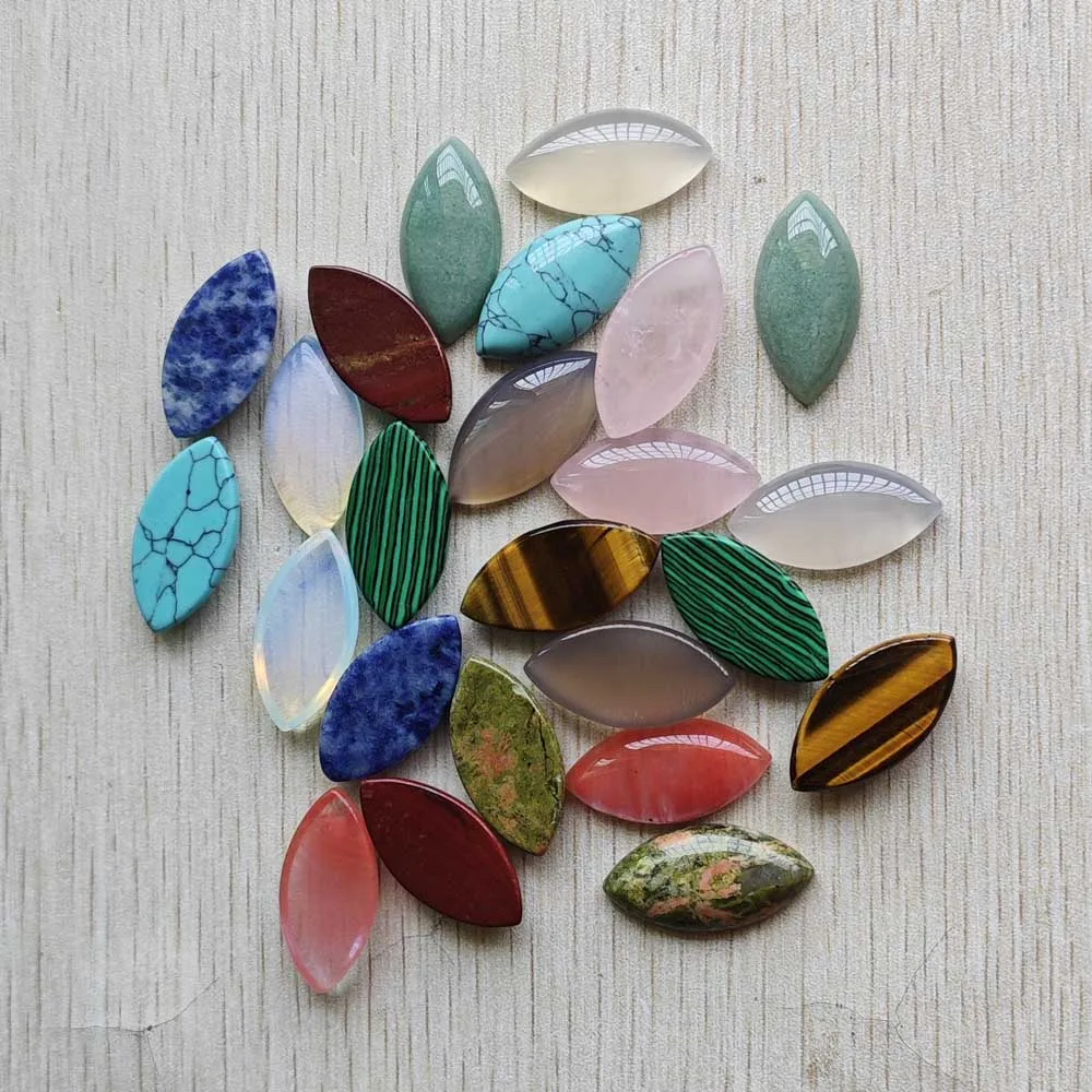 24pcs Mix Natural Stone Marquise Cabochon Beads for Jewelry Gifts Accessories Making 15x30mm Fast Shipping Wholesale