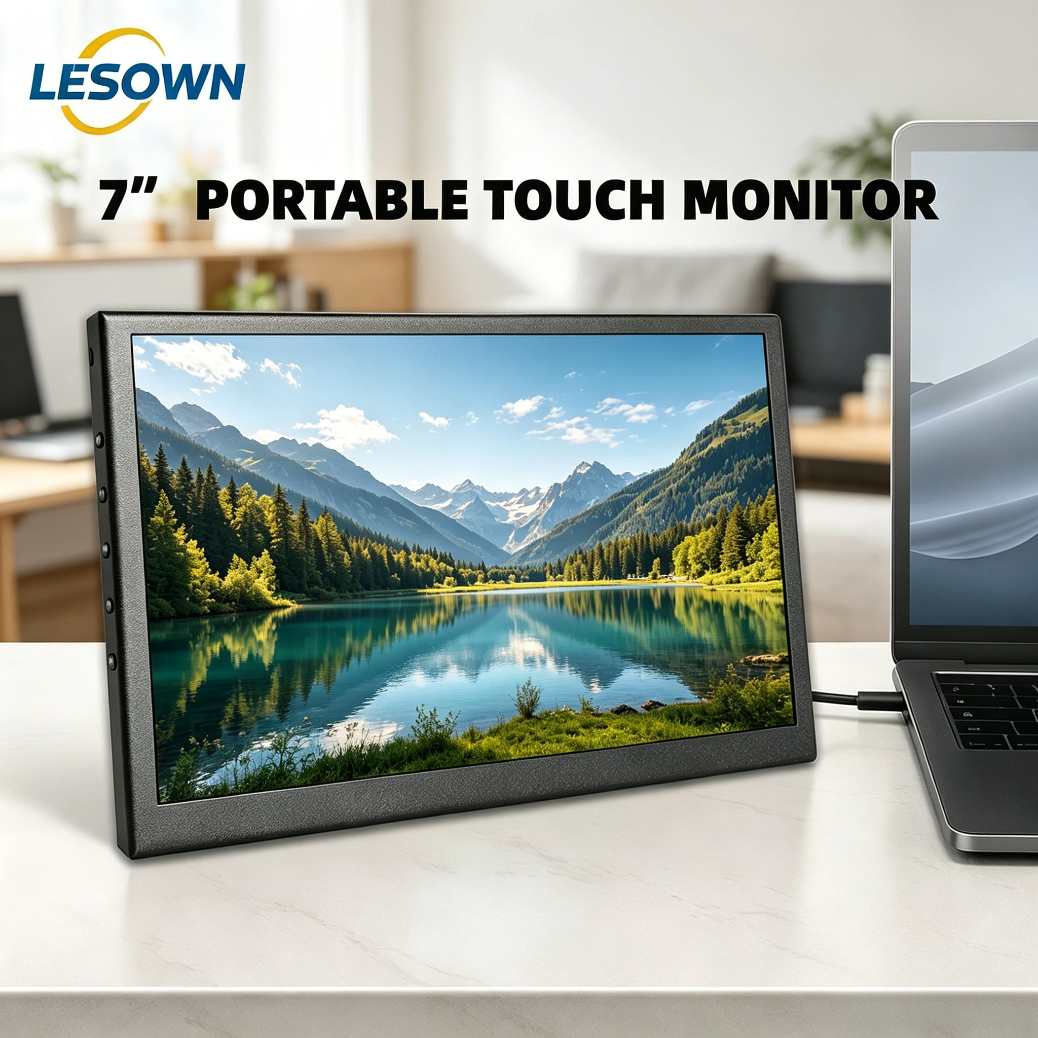 

LESOWN 7.0 Inch Black Aluminum Secondary Display 1024x600 60Hz HDTV Monitor for Raspberry Pi 5 Maker Sub-screen Extension
