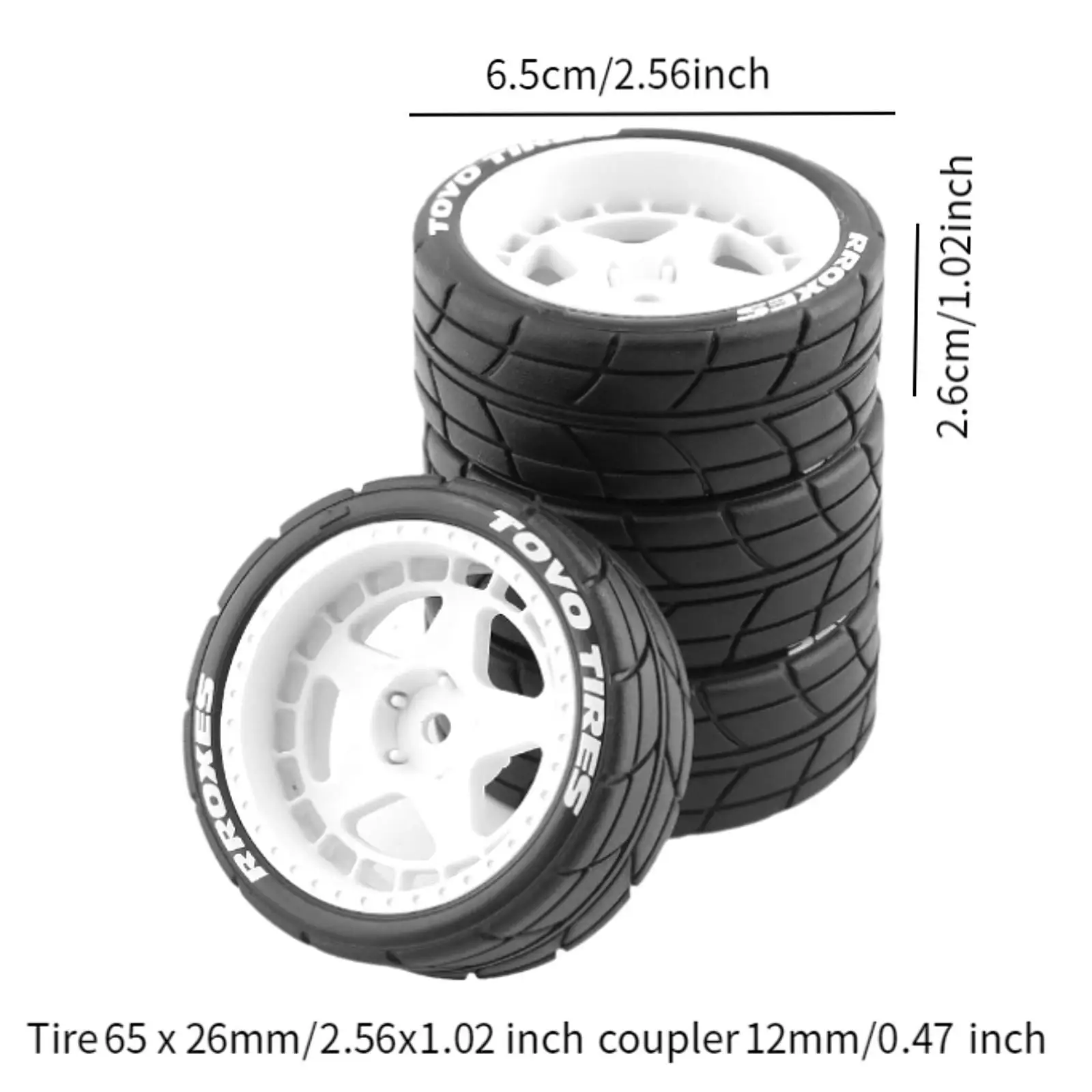 Neumáticos de goma para coche teledirigido, piezas de repuesto de 65mm de diámetro, 4 piezas, juego de neumáticos de Rally para TT02 XV01 1:10, modelo de coche DIY RC Hobby