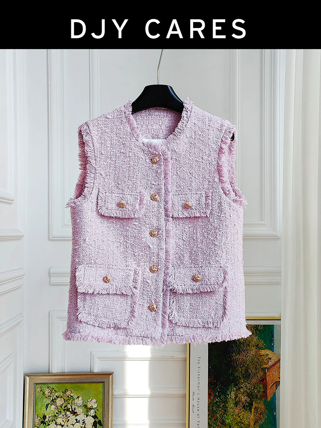 

Новый романтический светло-фиолетовый жилет с бахромой большого размера