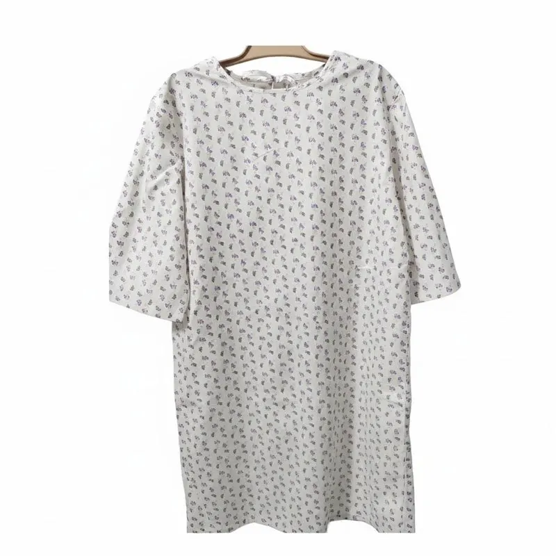 Adaptive Rear-Tie Patient Gown (Long/Short Sleeve) | Easy-Dressing Round Neck Hospital Wear for Nursing Access