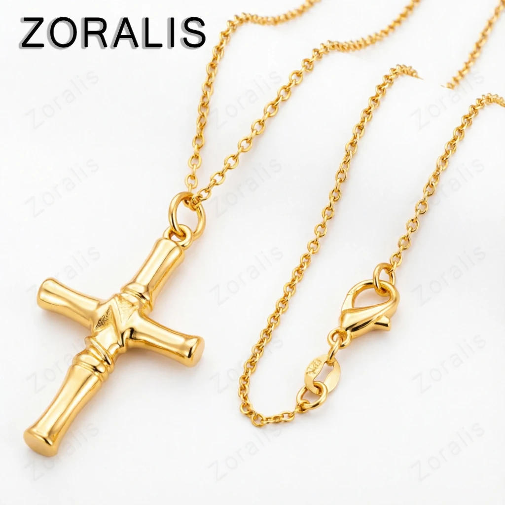 18K Gold Necklaces High Quality Cross Pendant Necklace Women Neck Chain Fashion Party Wedding Jewelry Gifts