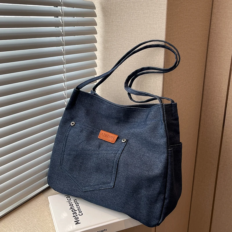 VeryMe Fashion Blue Jean Bhutto bag Women's high-volume shoulder bags Small brands feel handbags Denim Ladies Bag shopping bag