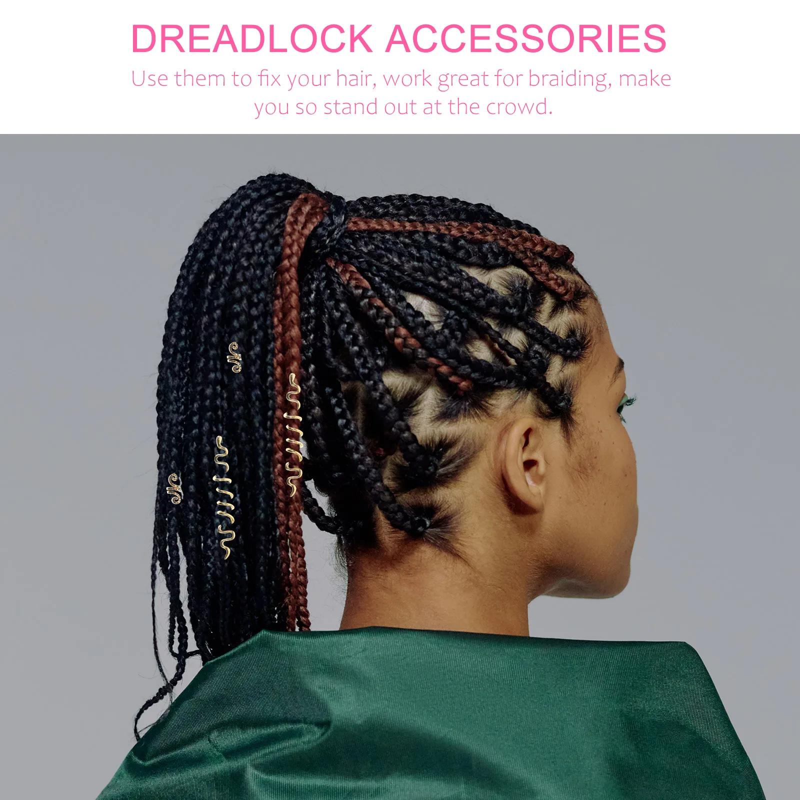 

6pcs Spiral Hairpins Set Braids Dreadlocks Accessories Long Lasting Non Fading charms hair jewelry braid spirals coils cuffs