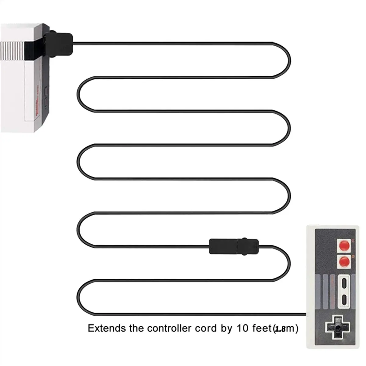 [2026 Trend]2Pcs 1.8M Game Extender Cord Extension Cable for 2017 SNES Classic Mini Controller for Controller Black