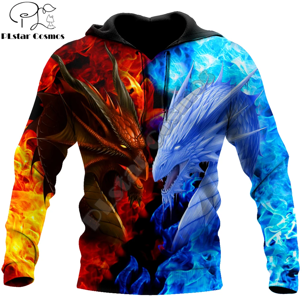 

Fire & ice Dragon 3D Full Printed Fashion Mens hoodies & Sweatshirt Autumn Unisex zipper Hoodie Casual Sportswear DW849