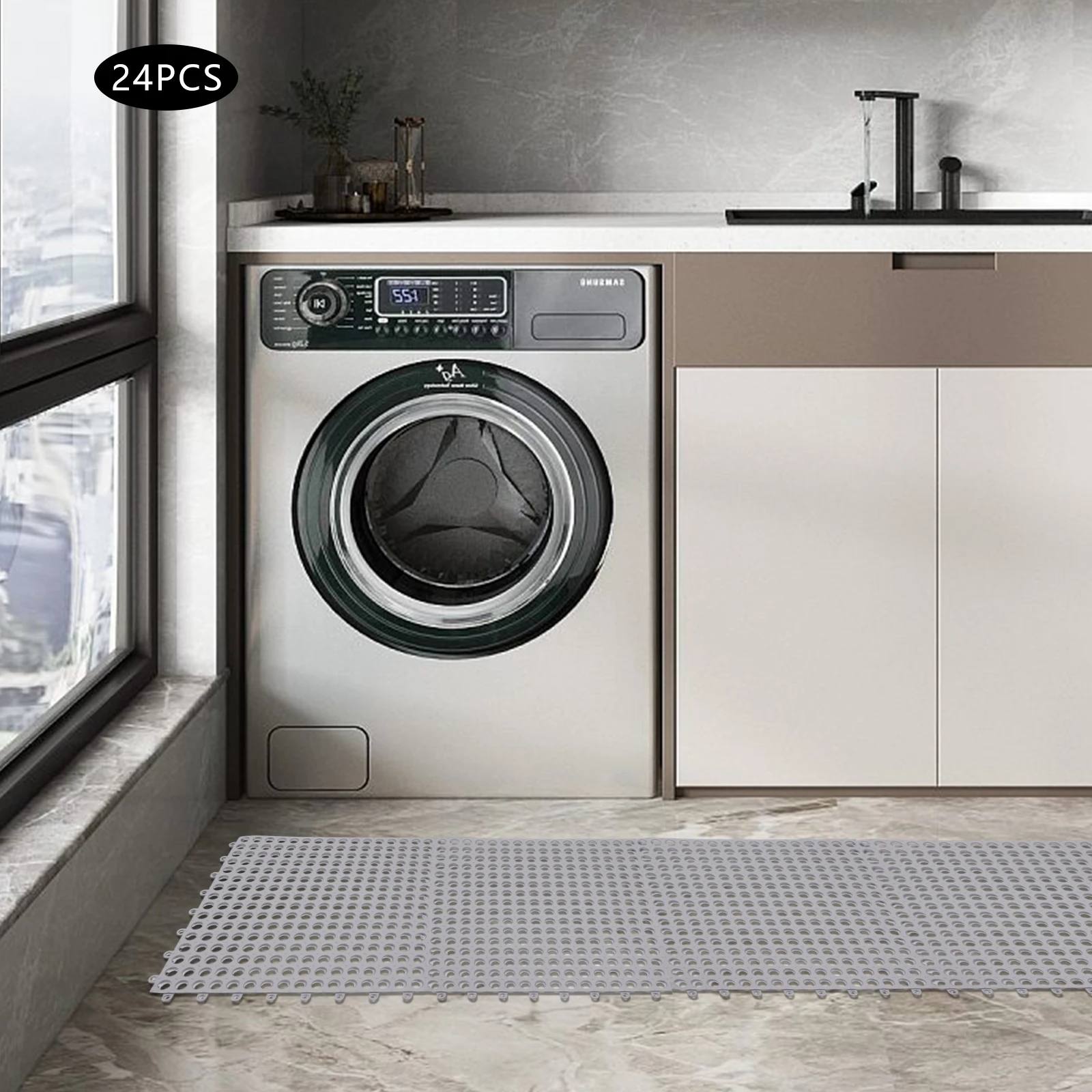 

24 упаковки переплетенной напольной плитки, нескользящий коврик для ванной и набор ковриков для душа, мягкий водонепроницаемый спортивный коврик из ПВХ размером 11,8x11,8 дюйма, толщина 1 см