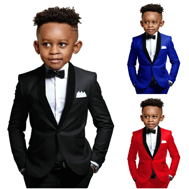 

Black Boys Suit 2-16 Years Old Jacket Pants Vest 2 Piece Set Wedding Tuxedo Kids Formal Party Clothes Customized