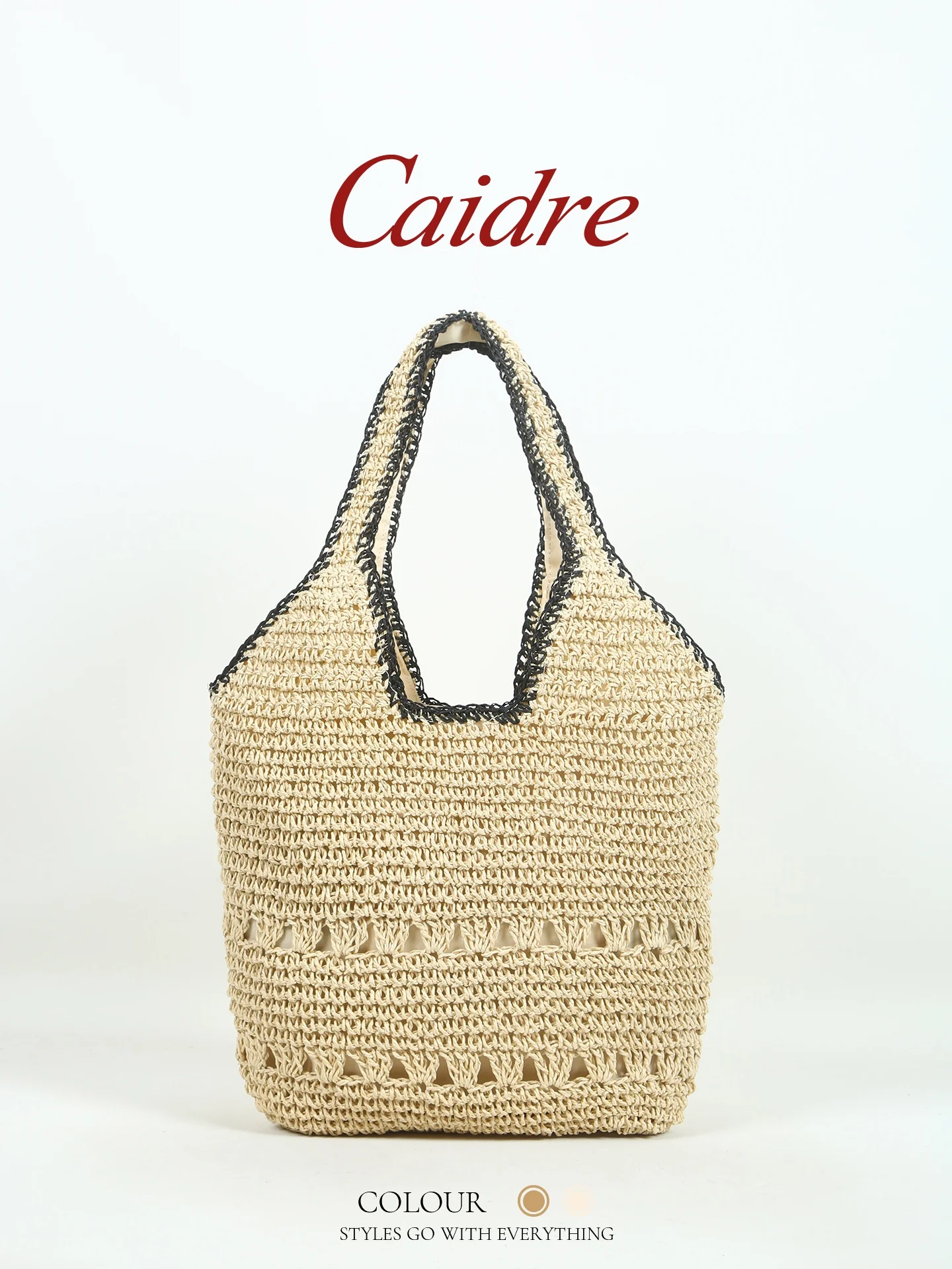 

Caidre Large Capacity Handwoven Straw Bag Women's Lazy Style Beach Vacation Single Shoulder Bag Commute Tote Bag