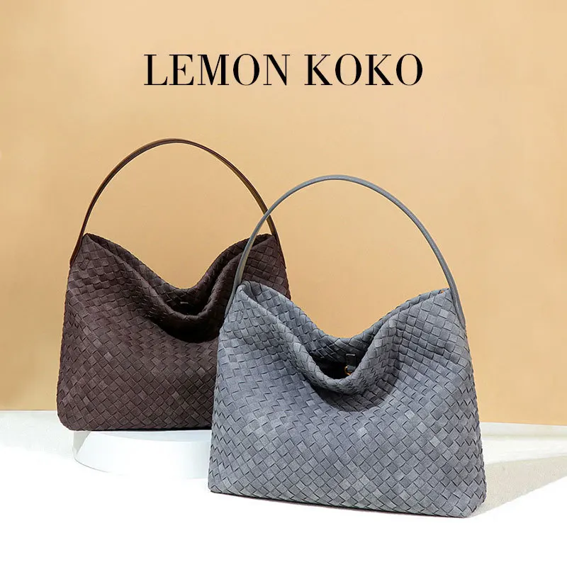 

New Women's Tote Bag, Pure Hand-Woven Bag, Fashionable Frosted Leather Underarm Bag, High-End Large-Capacity Casual Bag, Commuter Shoulder Bag, Shopping Bag