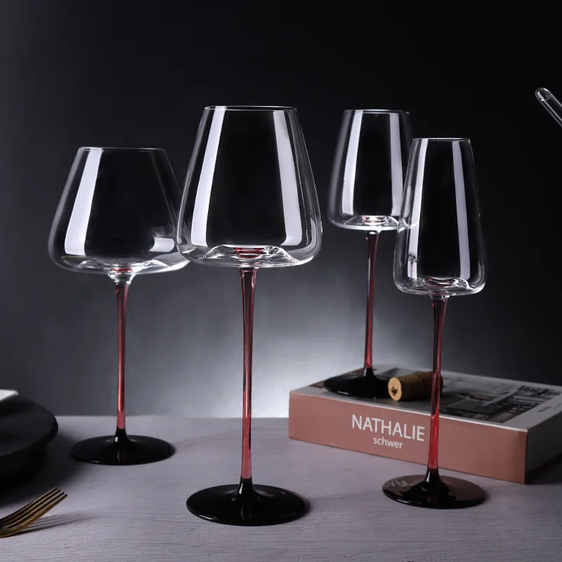 Black Bow Tie Burgundy Red Wine Glass Pot Belly Home Color Glasses for Champagne Nordic Light Luxury Lead-Free Crystal Goblet