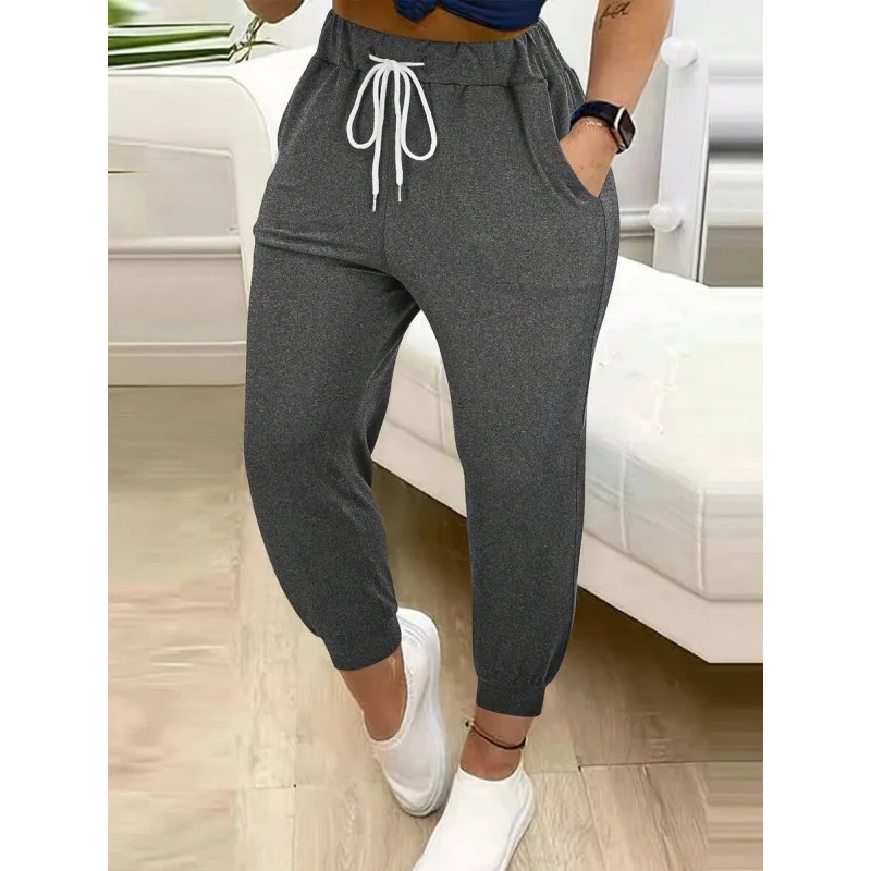 

Slim Cuffed Pants E 90080 Tied Small Footed Cargo Pants Neutral Style Other Material 100% Casual Pants for Women