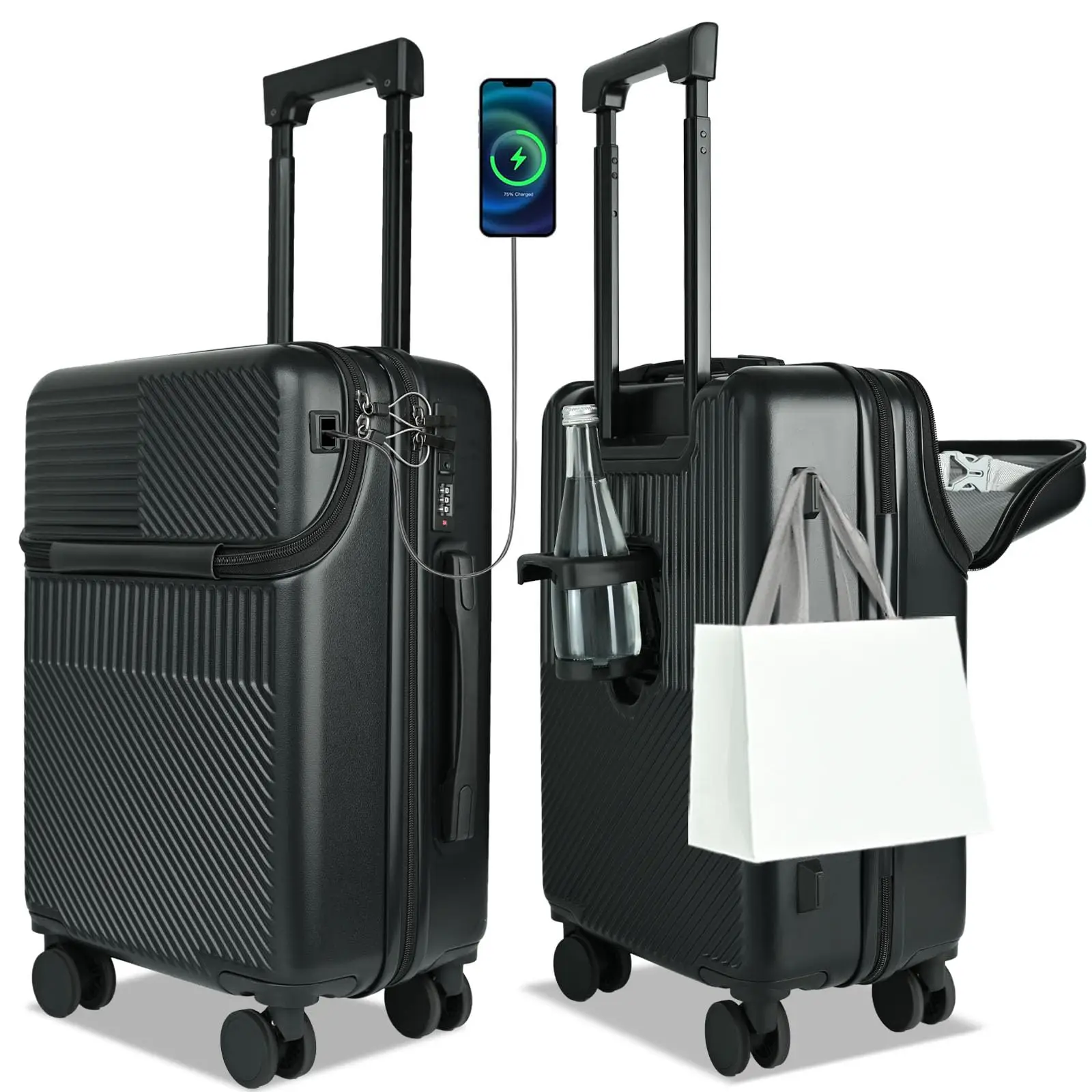 Carry on Luggage Airline Approved, Carry-on Luggage for The Business Trip with Front Pocket, 20 inch Hardshell PC Carry