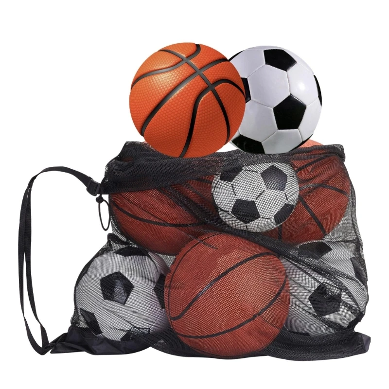 

Mesh Soccer Ball Bag Extra Large Drawstring Basketball Storage Bag with Zipper Pocket Volleyball Football Net Pack Gym Bags