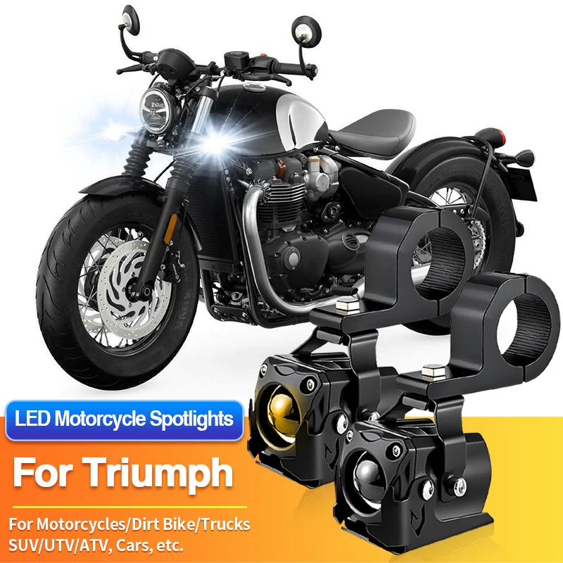

1/2 шт. универсальные светодиодные фары для мотоциклов, 2-цветные противотуманные фары для UTV/ATV 12В, для Triumph Bonneville/Rocket 3/Scrambler 900/1200XE