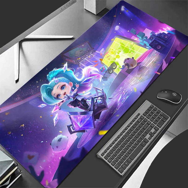 

League of Legends Mouse Pad Cute Seraphine Anime Girl Mousepad PC Gaming Accessories Keyboard Pad Kawaii Gamer Cabinet Desk Mat