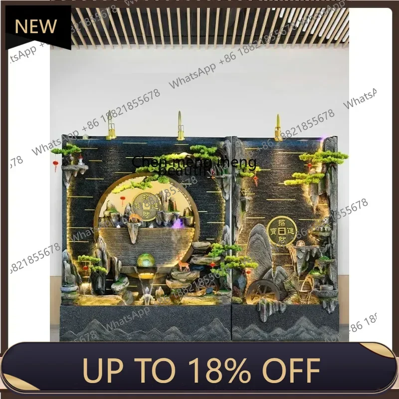 

P178 Living room lucky rockery flowing water ornaments water curtain wall screen balcony decoration landscape opening