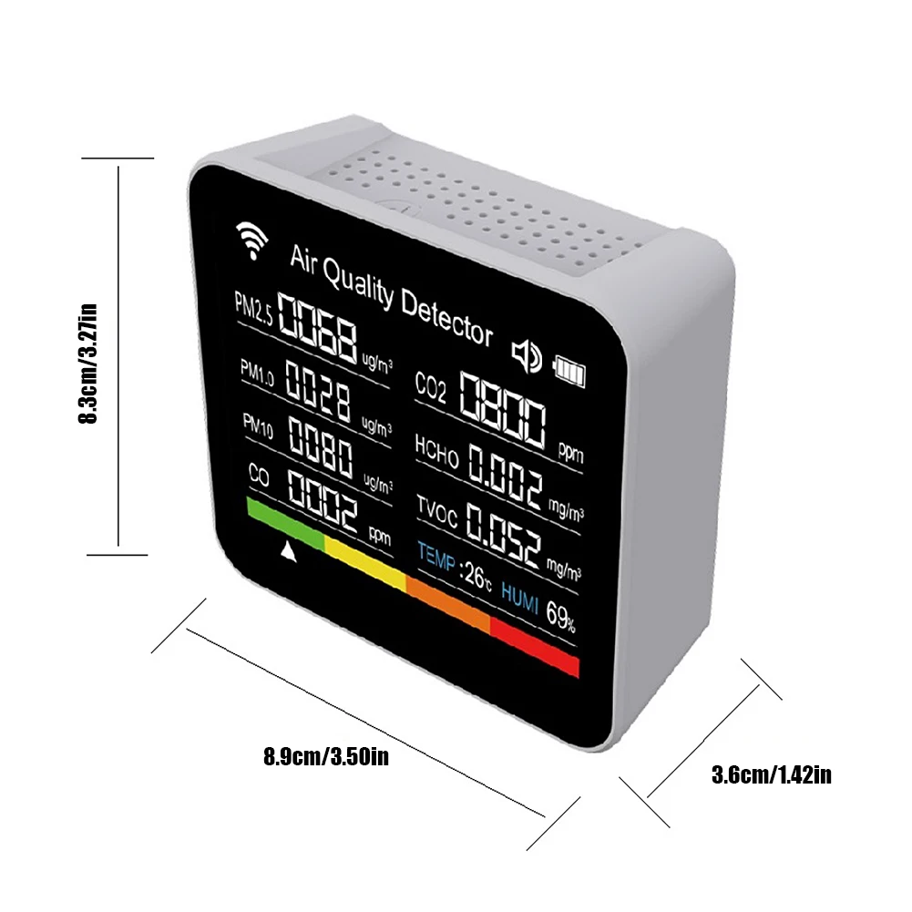 15 In 1 Tuya Air Quality Monitor CO2 Meter Carbon Dioxide Detector Time TVOC HCHO PM2.5 PM1.0 PM10 Temperature Humidity Tester