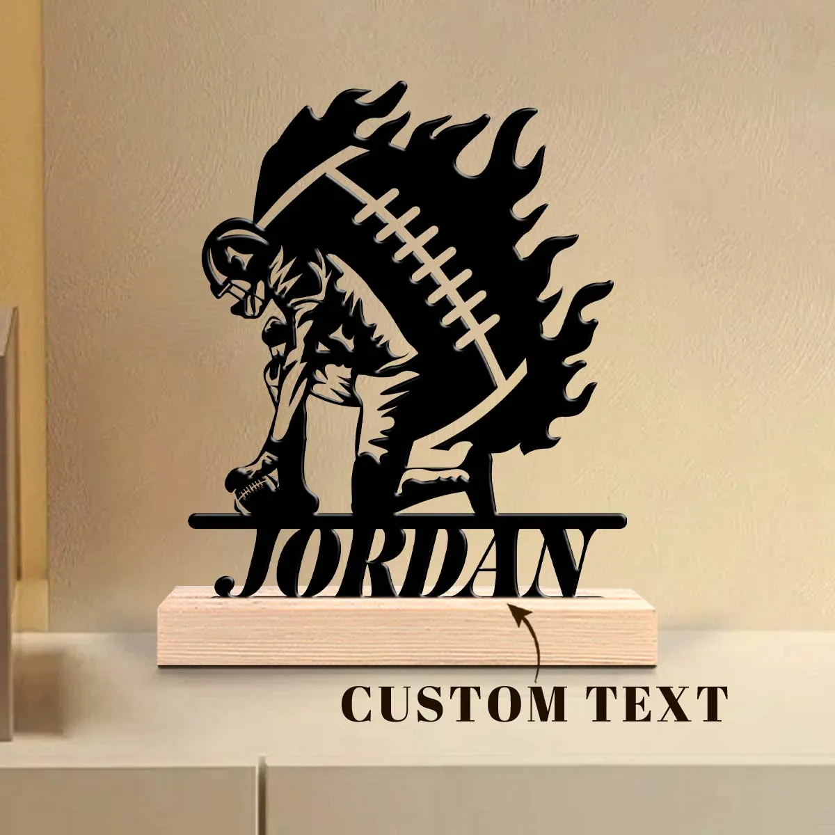 1pc Customized Wrought Iron Desktop Ornaments Customizable Content With Wooden Base Unique Desktop Decoration Custom Gifts