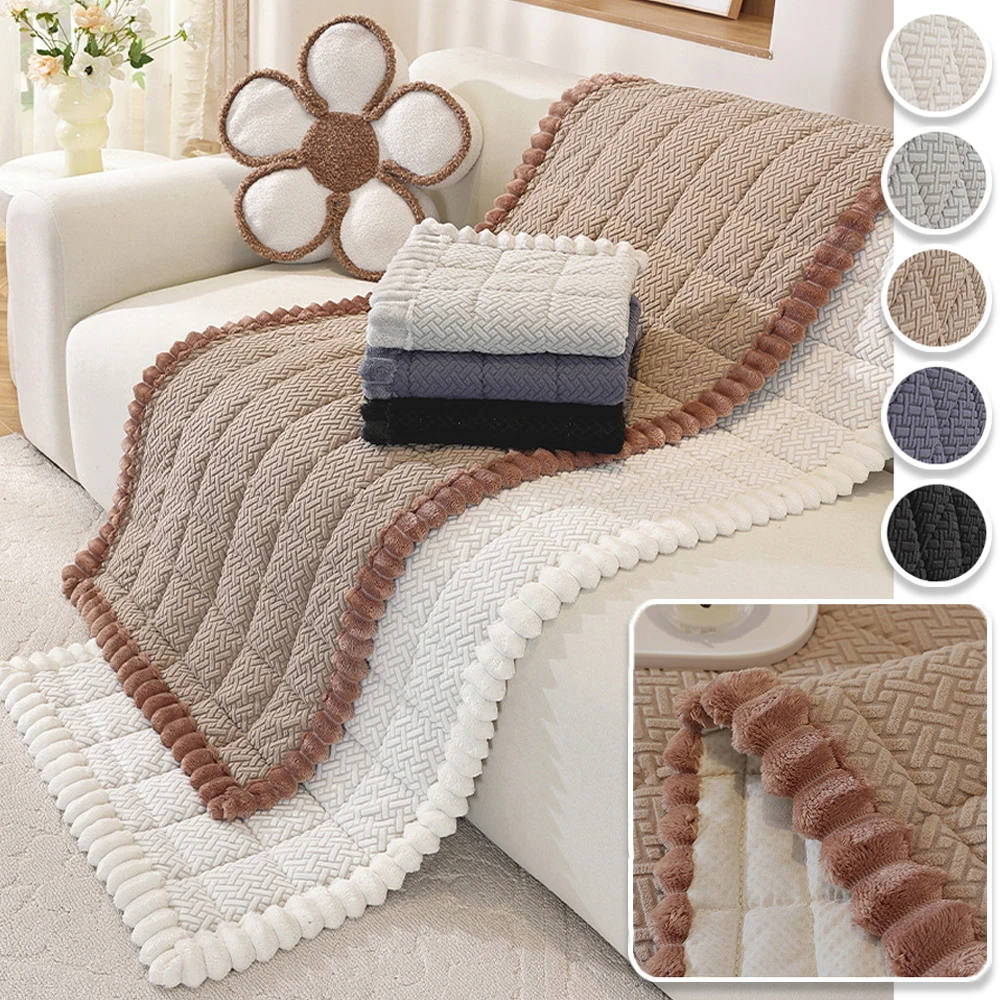 Thicken Quilted Sofa Cover Soft Anti-slip Cushion Pad Furniture Protector Velvet Sofa Cover Bay Window Mat 쇼파커버 capa para sofá