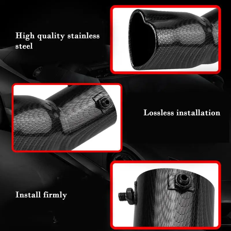 Exhaust Muffler Tip Stainless Steel Exhaust Tail Tailpipe Replacement Modified Accessories Heart-Shaped 63mm Exhaust Silencer