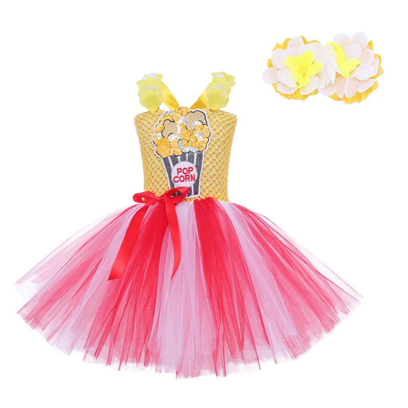 Cartoon Popcorn Cos Dress Crown Magic Wand Bag Glove Necklace Bracelet Ring Earring Set Party Performance Cosplay Costume