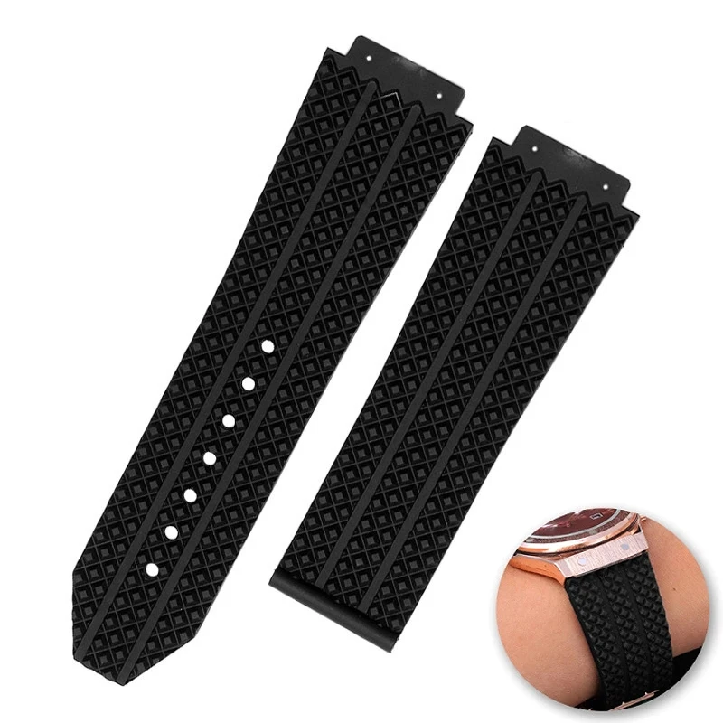 Watch Band for HUBLOT BIG BANG Silicone 25*19mm 24*17mm  Waterproof Men Watch Strap Chain Watch Rubber wristband Bracelet