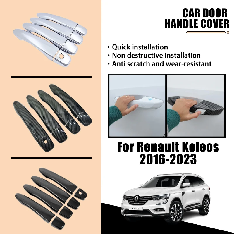 

Door Handle Cover Trim For Renault Koleos Samsung QM6 HC 2016-2023 2017 2018 2019 Luxurious Carbon Fiber Chrome Car Accessories