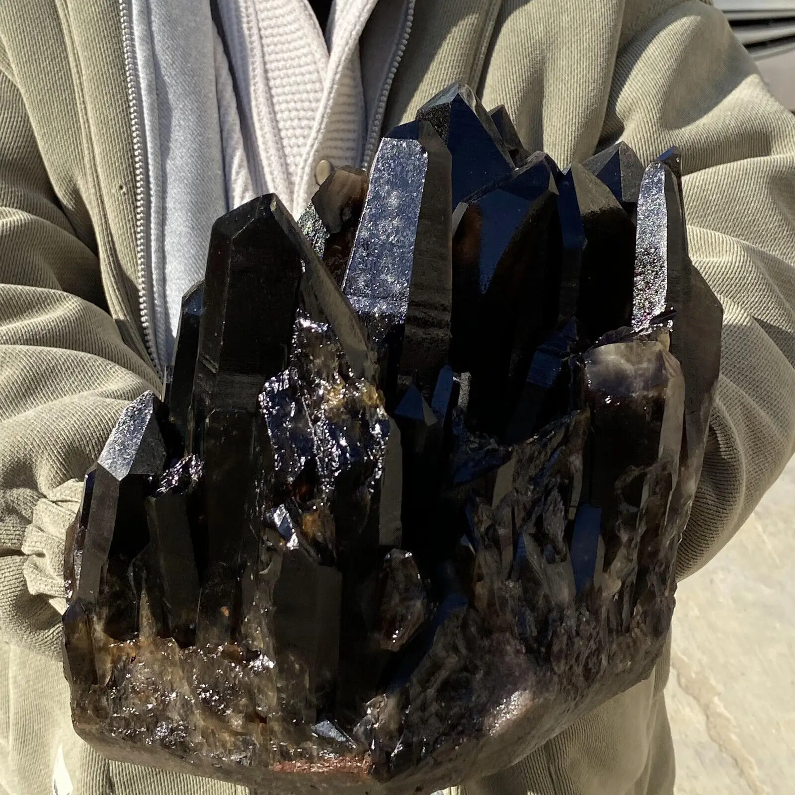 Natural Beautiful Black Quartz Crystal Cluster Mineral Specimen