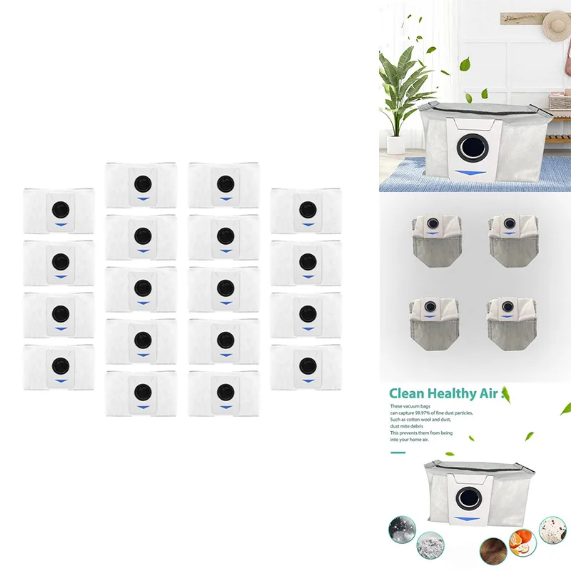 18 ชิ้นถุงเก็บฝุ่นอุปกรณ์เสริมสําหรับ Ecovacs Deebot T10 TURBO X1omni/Turbo X1S PRO/ T10S PRO / T20 PRO MAX