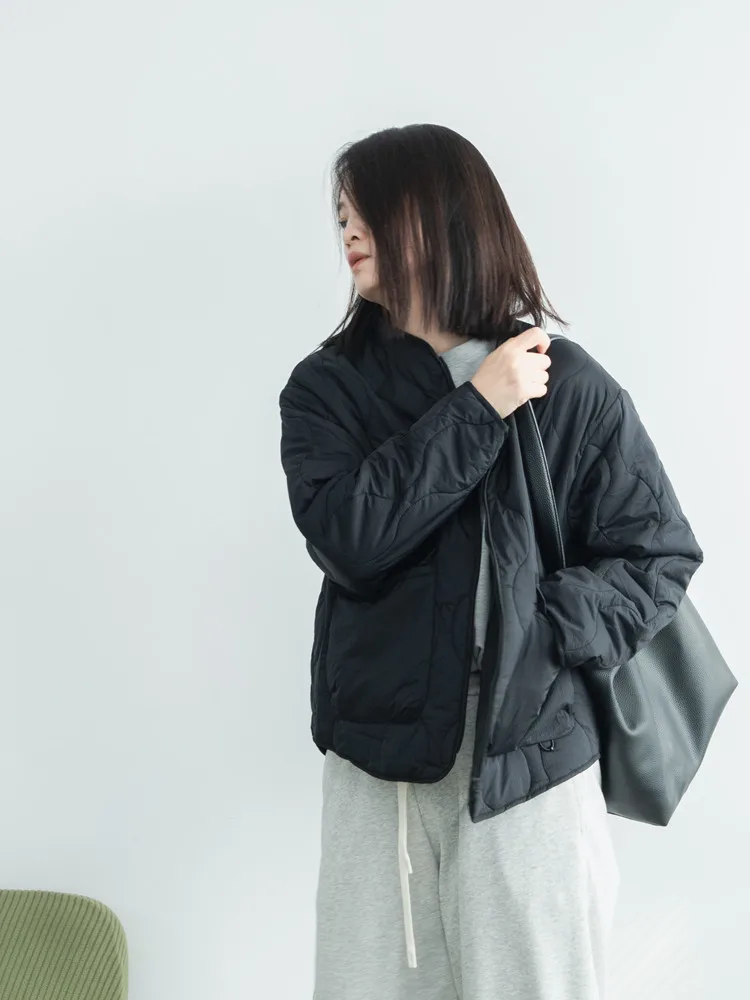 

Легкая хлопковая женская куртка свободного кроя с тепловым наполнителем ort Sle Commute Simple Sle Зимняя верхняя одежда Bla Diamond Pat...