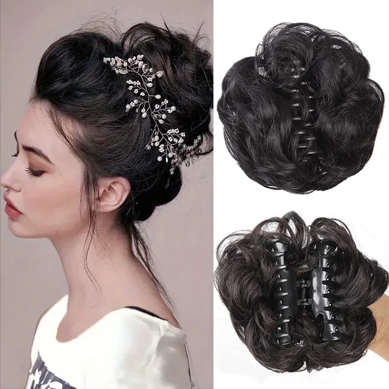 

Synthetic Messy Bun Claw Clip Hair Hairpieces 6 Inch Curly Wavy Chignon Hair Extensions Messy Updo Hair Accessories For Women