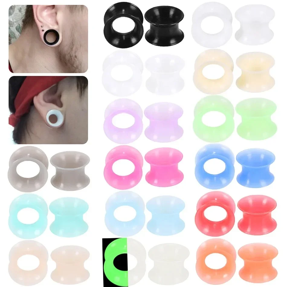 Bouchons d'oreille et Tunnels flexibles en Silicone, 2 pièces/lot, 4-16MM, Piercings d'oreille, civières d'oreille, extenseur, dilatations d'oreille, bijoux pour le corps