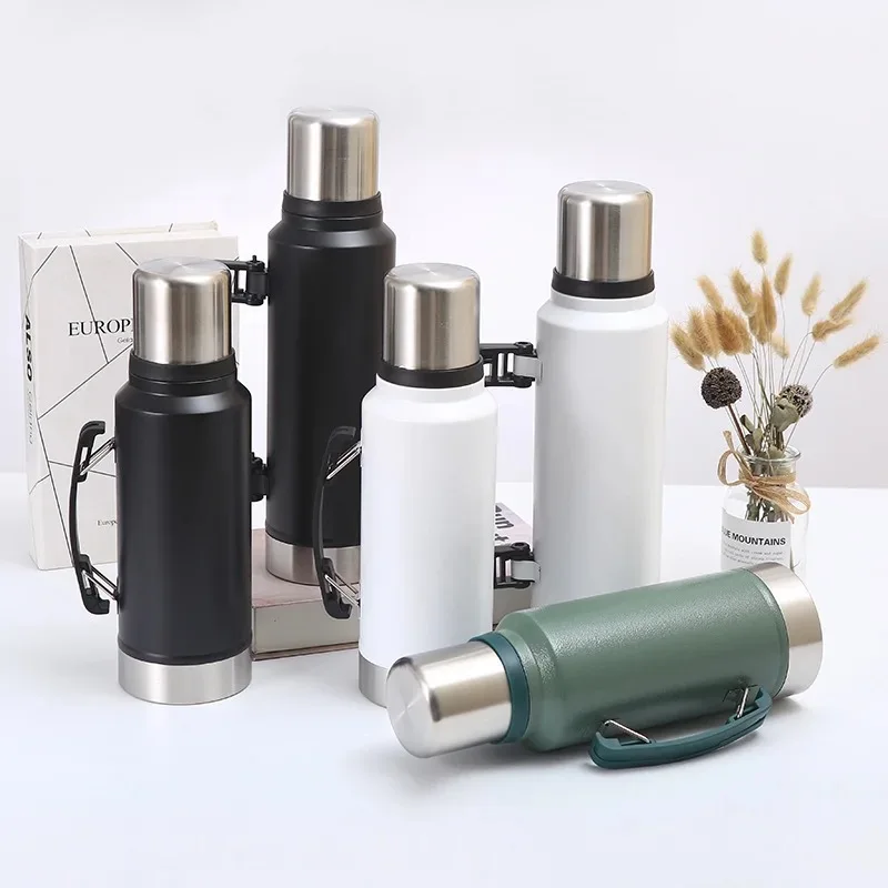 Large Capacity Stainless Steel Thermos Portable Vacuum Flask Insulated Tumbler With Handle Keep Cold Water Bottle Outdoors1/1.4L