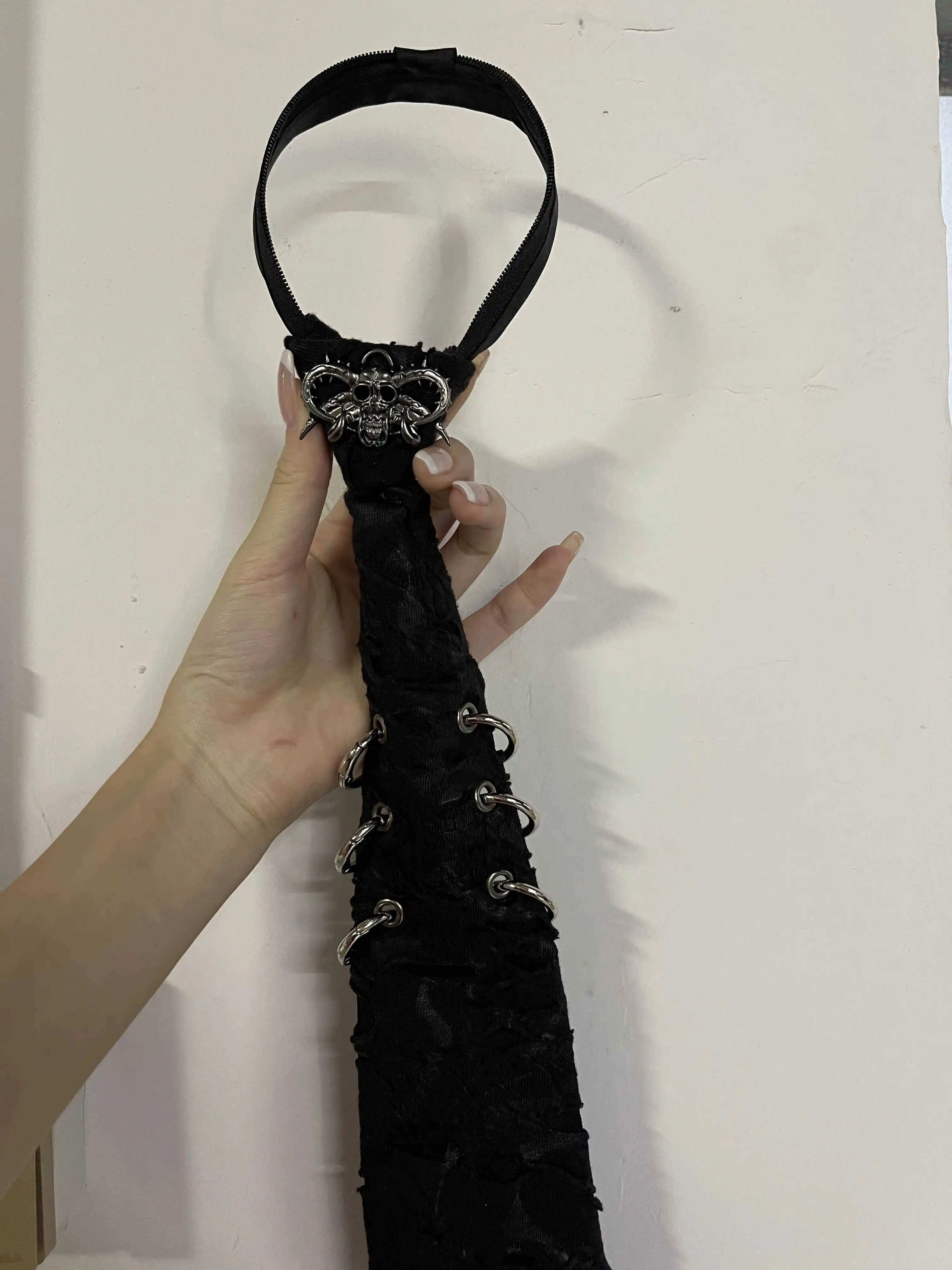 Cosplay metal rebite gótico vintage punk pescoço anime gravata feminina estilo techwear couro hip hop rock y2k colar